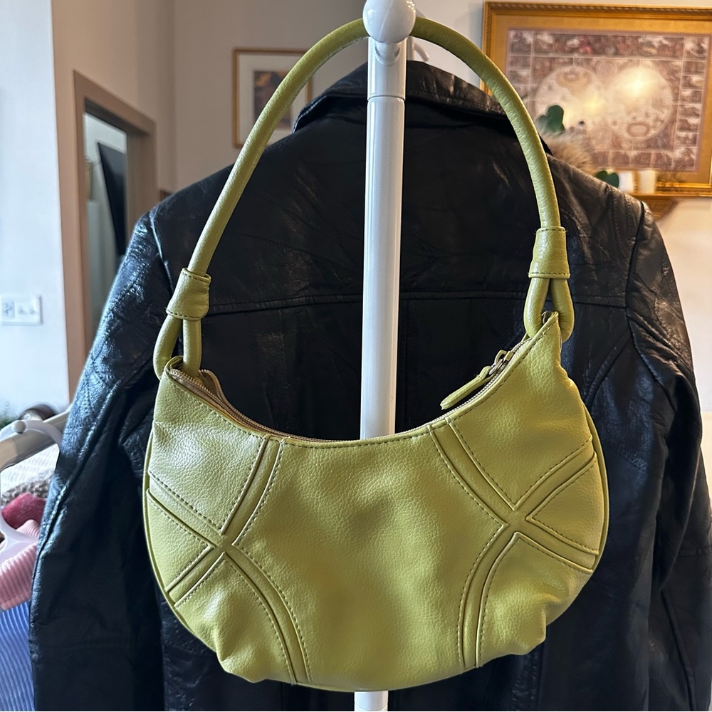Lime Green Leather Shoulder Bag